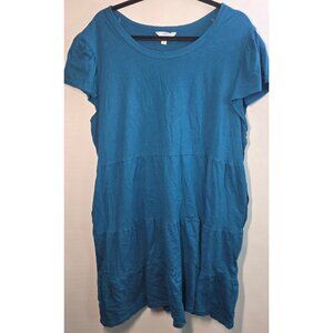 Time And Tru Dress Plus Size XXXL 22 3X Blue Tiered Short‎ Sleeve All Cotton